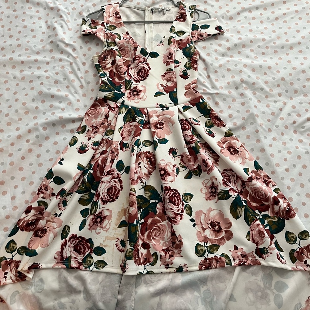 Charlotte Russe High Low Off Shoulder Floral Dress size Medium
